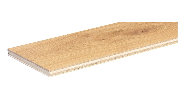 Eine Holz-Mehrschichtdiele, vermutlich Eichenparkett.